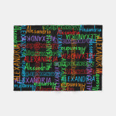 Rainbow Black Personalisierter Individuelle Name Fleecedecke (Vorderseite (Horizontal))