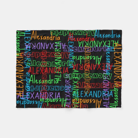 Rainbow Black Personalisierter Individuelle Name Fleecedecke (Vorderseite (Horizontal))