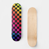 Rainbow & Black Schachbretts & Name oder Text Skateboard (Vorderseite)