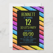 Rainbow Black Stripes Geburtstag Einladung (Vorderseite)