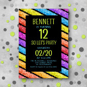 Rainbow Black Stripes Geburtstag Einladung