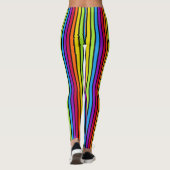 Rainbow Black Vertical Stripes Bright farbig Leggings (Rückseite)