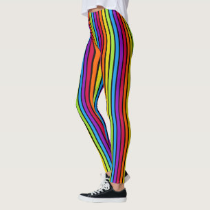 Rainbow Black Vertical Stripes Bright farbig Leggings
