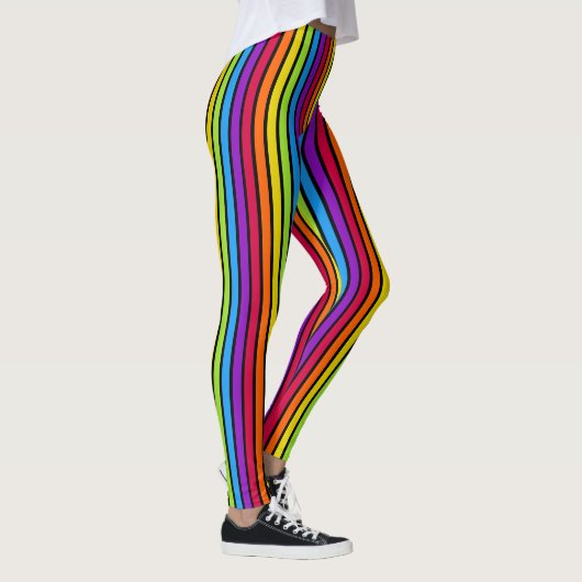 Rainbow Black Vertical Stripes Bright farbig Leggings (Rechts)