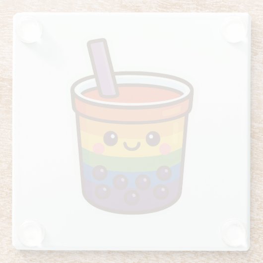 Rainbow-Blase-Tee LGBTQ+-Preis Glasuntersetzer (Rückseite)