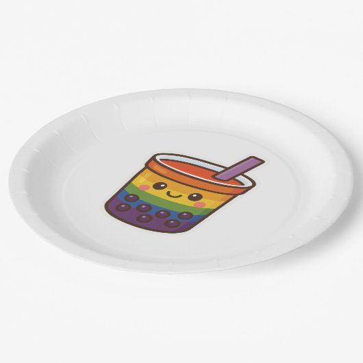 Rainbow-Blase-Tee LGBTQ+-Preis Pappteller (Schrägansicht)