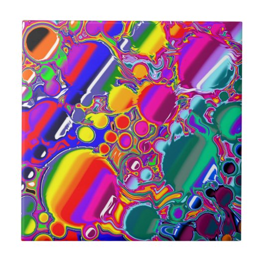 Rainbow Blast Abstrakte Kunst Fliese (Vorderseite)