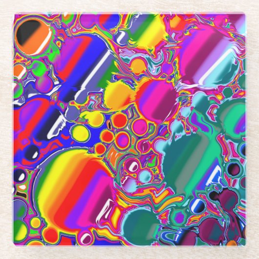 Rainbow Blast Abstrakte Kunst Glasuntersetzer (Vorderseite)