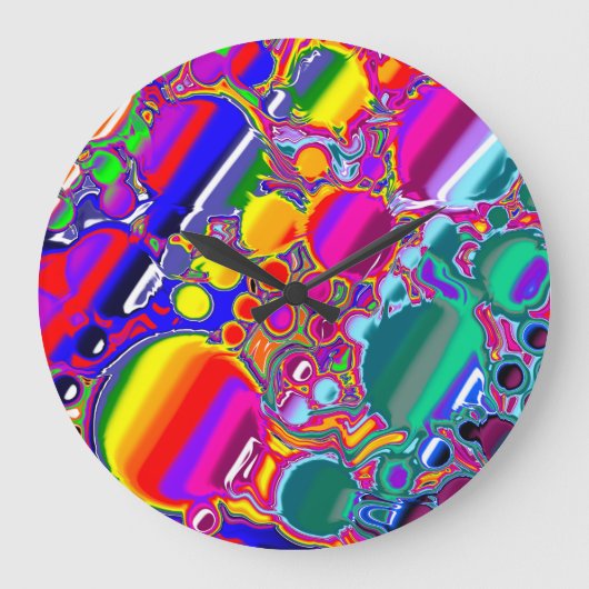 Rainbow Blast Abstrakte Kunst Große Wanduhr (Vorderseite)