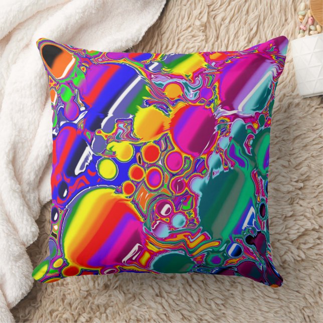 Rainbow Blast Abstrakte Kunst Kissen (Decke)