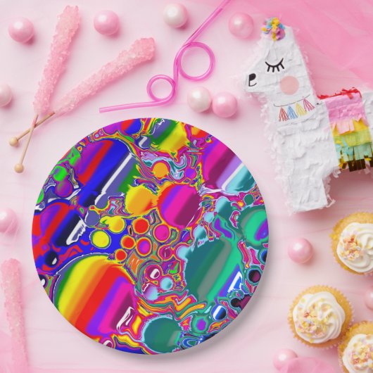 Rainbow Blast Abstrakte Kunst Pappteller (Party)