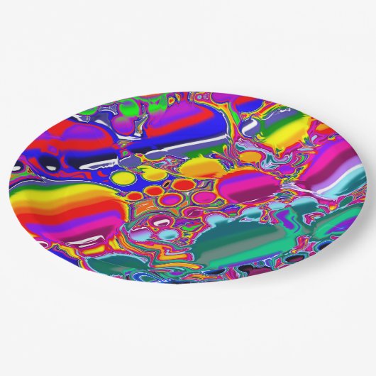 Rainbow Blast Abstrakte Kunst Pappteller (Schrägansicht)