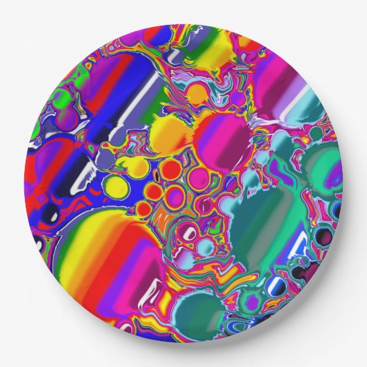 Rainbow Blast Abstrakte Kunst Pappteller (Vorderseite)