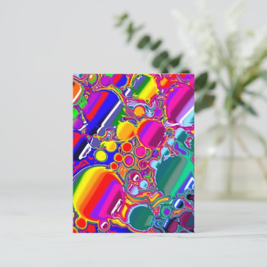 Rainbow Blast Abstrakte Kunst Postkarte (Stehend Vorderseite)