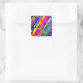 Rainbow Blast Abstrakte Kunst Quadratischer Aufkleber (Tasche)