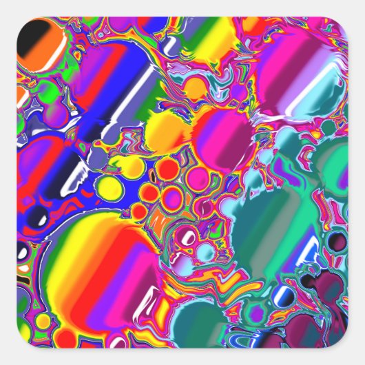 Rainbow Blast Abstrakte Kunst Quadratischer Aufkleber (Vorderseite)
