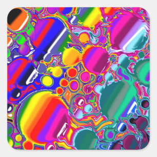 Rainbow Blast Abstrakte Kunst Quadratischer Aufkleber