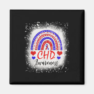 Rainbow Bleached Chd Congenital Heart Defect Aware Magnet