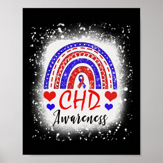 Rainbow Bleached Chd Congenital Heart Defect Aware Poster (Vorne)