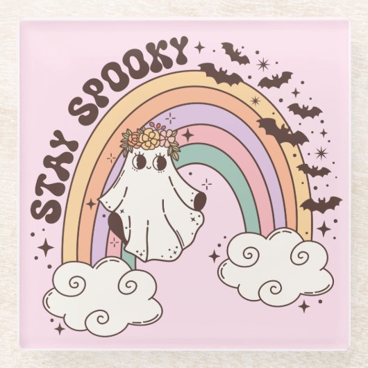 Rainbow Bleibe Spooky Glasuntersetzer (Vorderseite)
