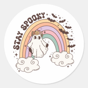 Rainbow Bleibe Spooky Runder Aufkleber