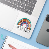 Rainbow Bleibe Wild Stickers Aufkleber (Laptop mit iPhone)