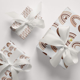 Rainbow Blink Pink Beige Boho Geschenkpapier Set