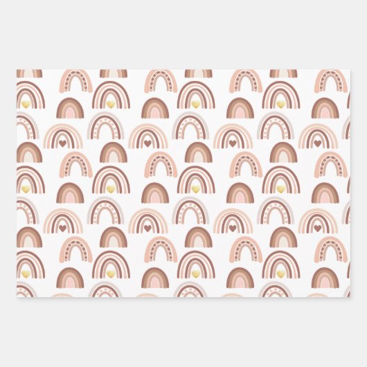 Rainbow Blink Pink Beige Boho Geschenkpapier Set (Vorderseite 2)