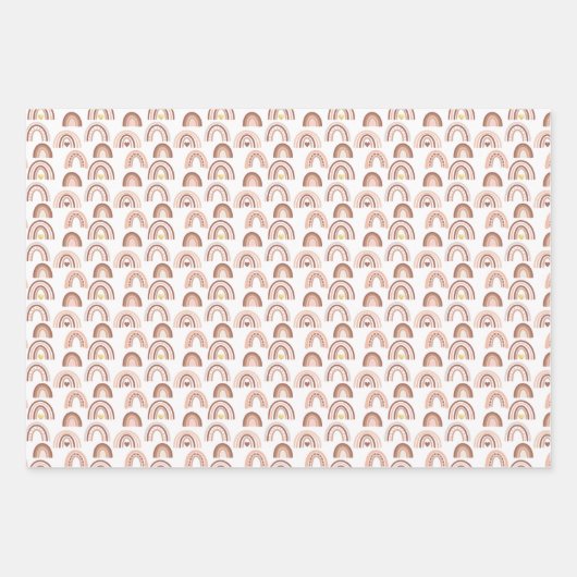 Rainbow Blink Pink Beige Boho Geschenkpapier Set (Vorderseite)