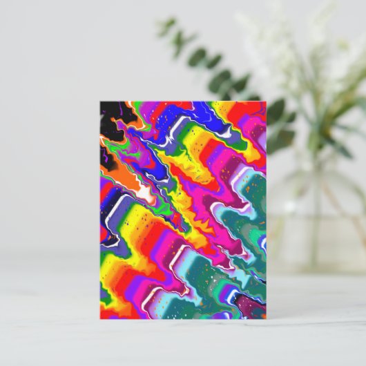 Rainbow Blip Abstrakte digitale Kunst Postkarte (Stehend Vorderseite)