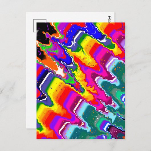 Rainbow Blip Abstrakte digitale Kunst Postkarte (Vorne/Hinten)