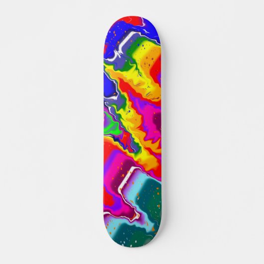 Rainbow Blip Color Burst Fluid Art Skateboard (Vorne)