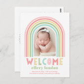 Rainbow Bliss Baby Birth Ankündigung Postcard Postkarte (Vorne/Hinten)