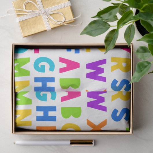 Rainbow Block Letter Alphabet Tissue Paper Seidenpapier (Geschenk)