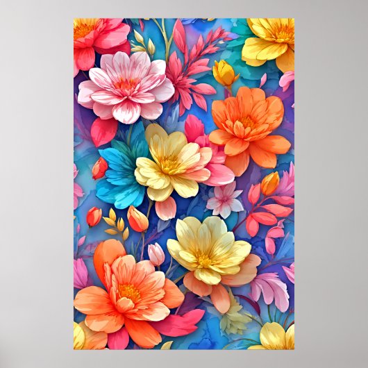 Rainbow Blossom: Eine moderne Symphonie von Farben Poster (Vorne)