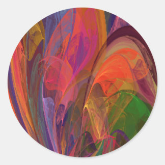 Rainbow Blossom Fraktal Runder Aufkleber