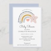 Rainbow Blue Baby Dusche Einladung (Vorne/Hinten)