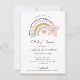 Rainbow Blue Baby Dusche Einladung