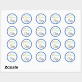 Rainbow&Blue Birthday Classic Round Sticker (Blatt)