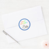 Rainbow&Blue Birthday Classic Round Sticker (Umschlag)