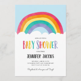 Rainbow Blue Boy Neutral Baby Dusche Einladung