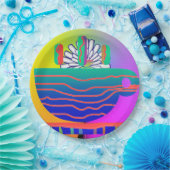 Rainbow Blue Cup Saucer Party Cocktail Pappteller (Party)