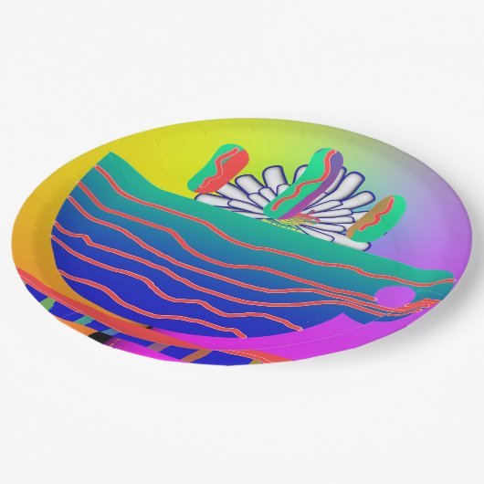 Rainbow Blue Cup Saucer Party Cocktail Pappteller (Schrägansicht)