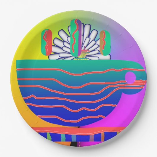 Rainbow Blue Cup Saucer Party Cocktail Pappteller (Vorderseite)