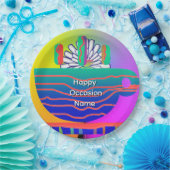 Rainbow Blue Cup Saucer Party Pappteller (Party)
