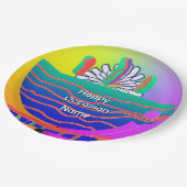 Rainbow Blue Cup Saucer Party Pappteller (Schrägansicht)