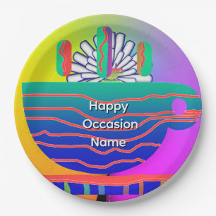 Rainbow Blue Cup Saucer Party Pappteller