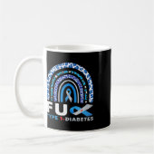 Rainbow Blue Grau Ribbon Fck Typ 1 Diabetes Aware Kaffeetasse (Links)