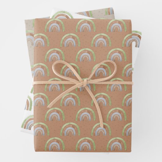 Rainbow Blue Green Brown Geschenkpapier Set (Beispiel)