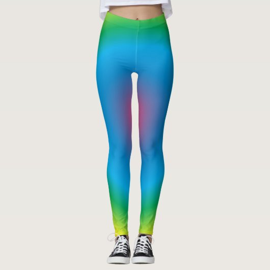 Rainbow Blue Green Yellow Ccolor Leggings (Vorderseite)